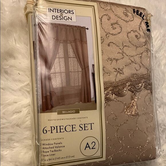 Luxurious Bellagio Curtains with Intricate Design all on One Rod NWT - Picture 3 of 8